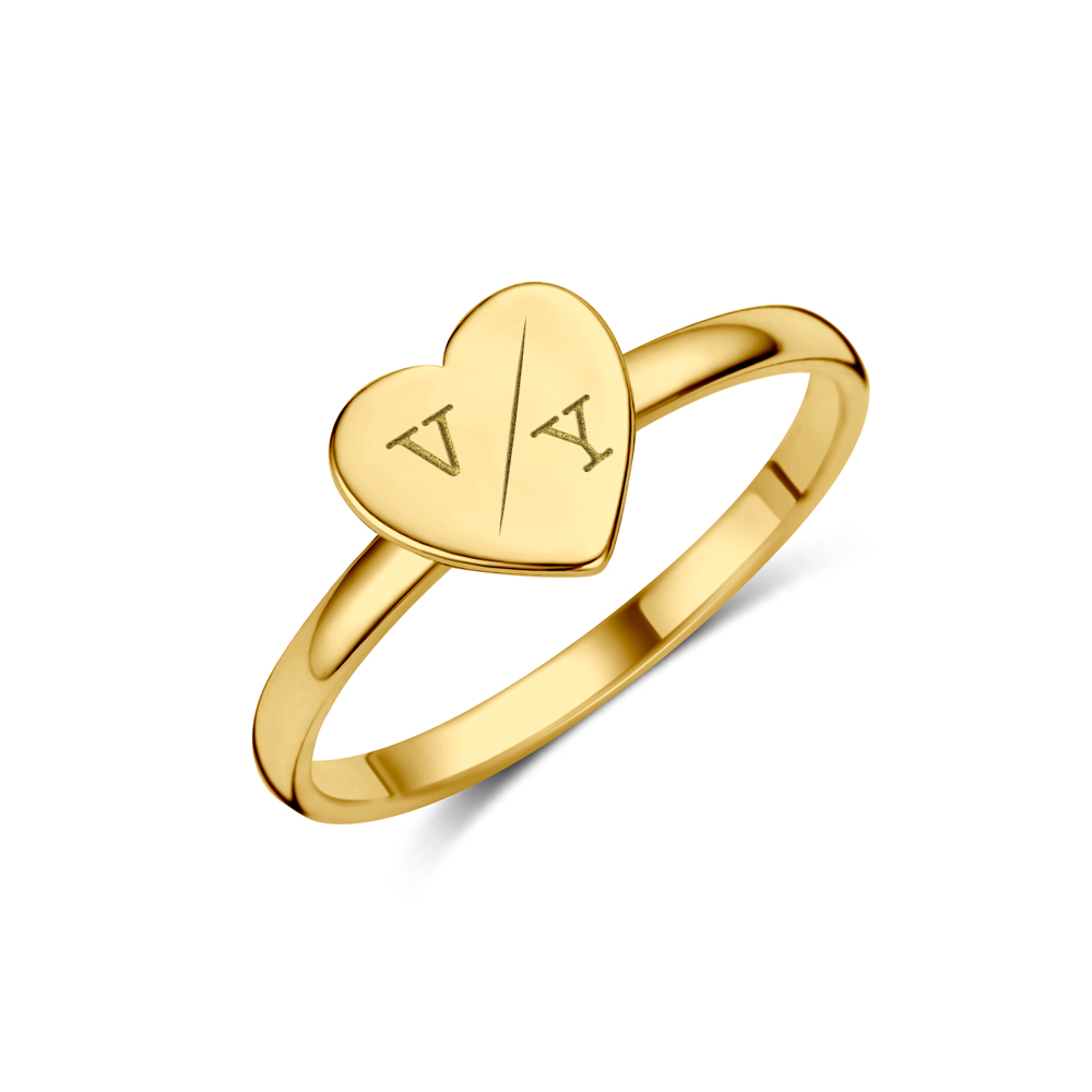Gold Heart Ring with Initials
