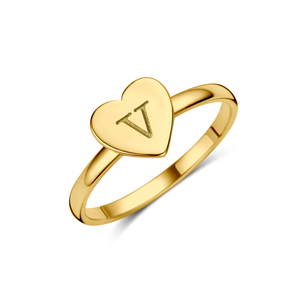 Gold Heart Ring with Initials
