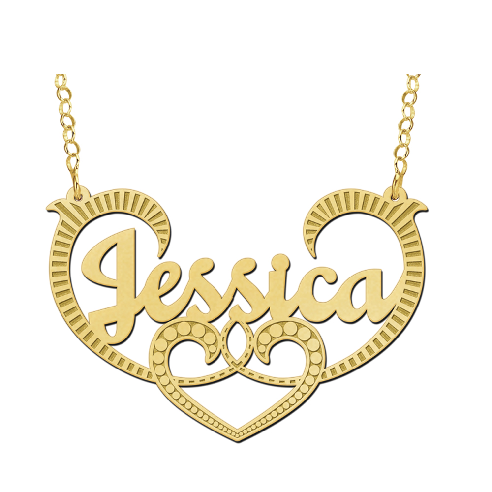 Golden name necklace model Jessica