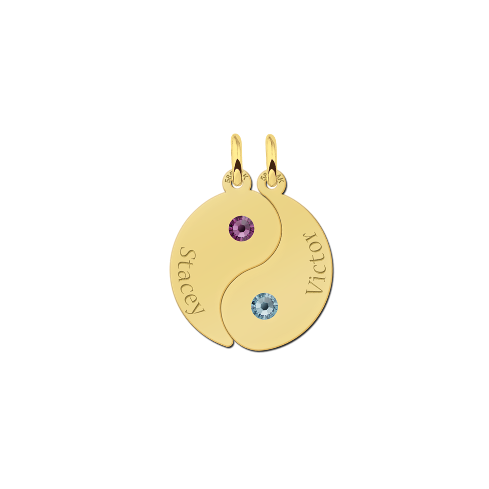 Yin Yang of Gold with Birthstones