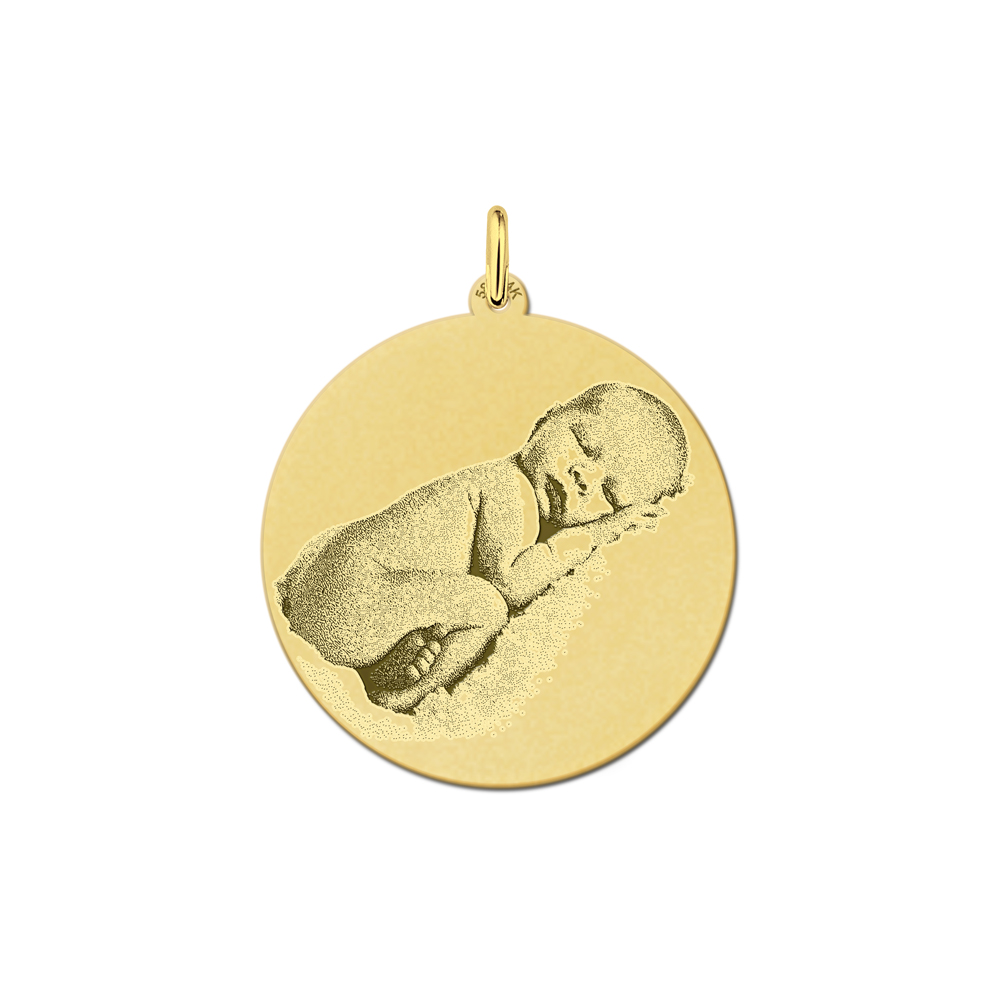 Gold photo charm round