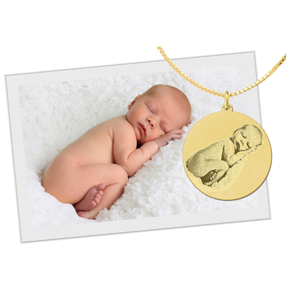 Gold photo charm round