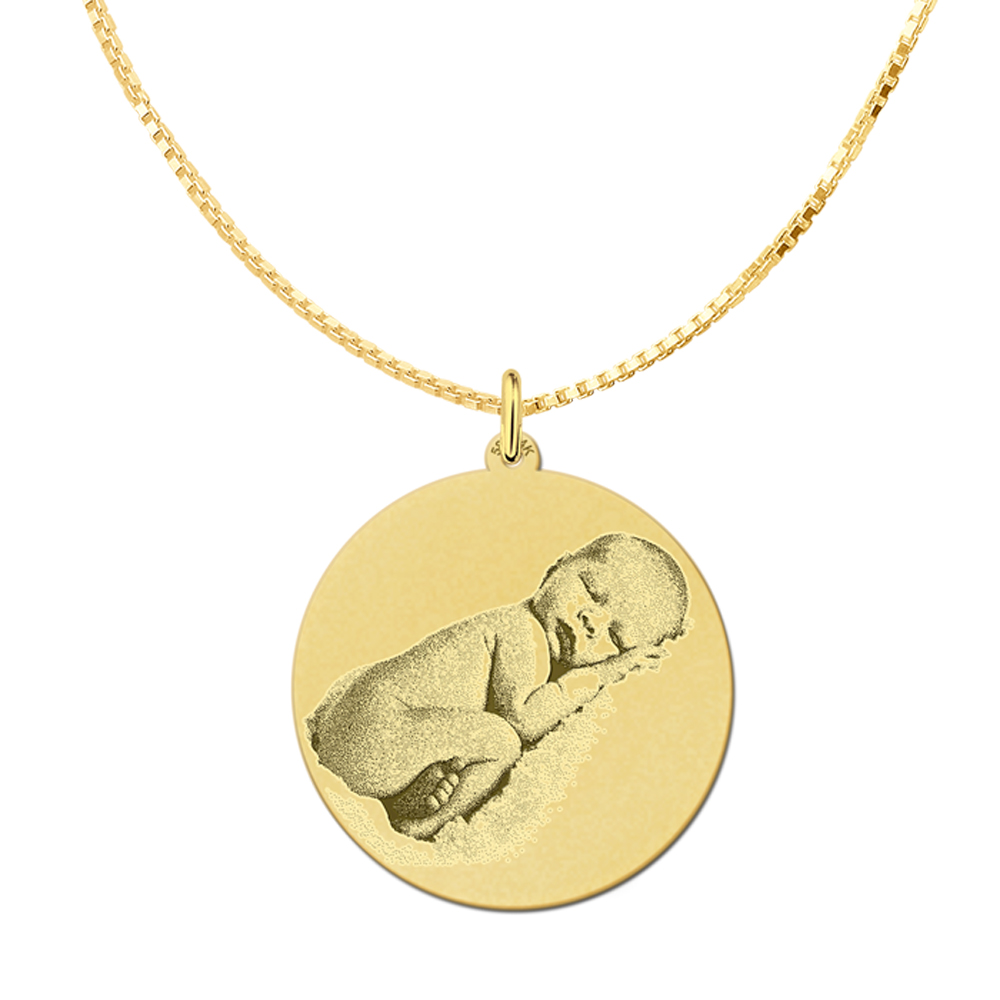 Gold photo charm round
