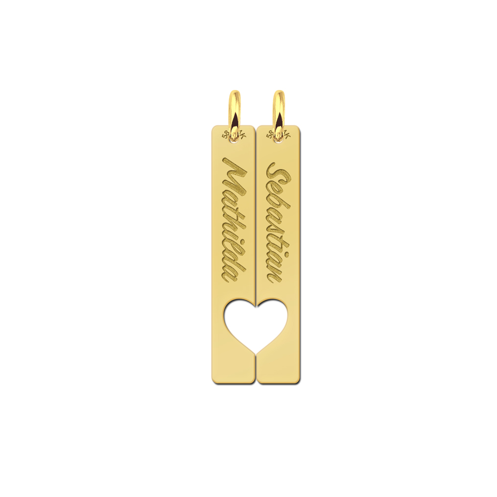 Gold friendship necklace bar pendant