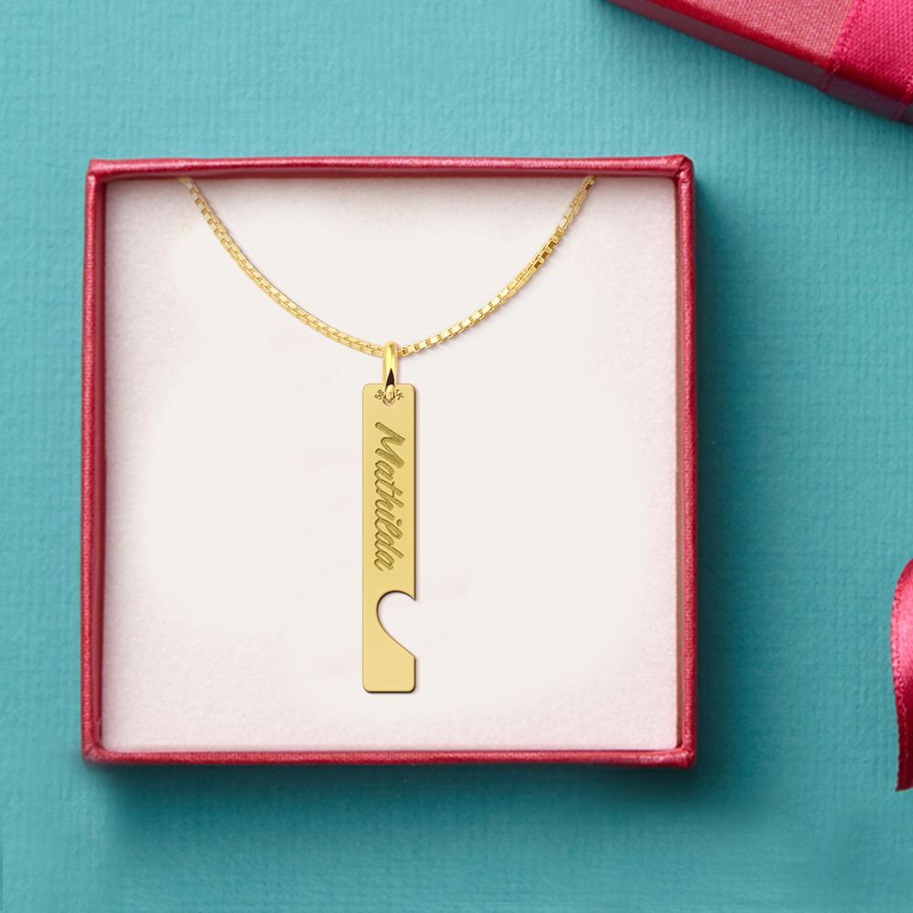 Gold friendship necklace bar pendant