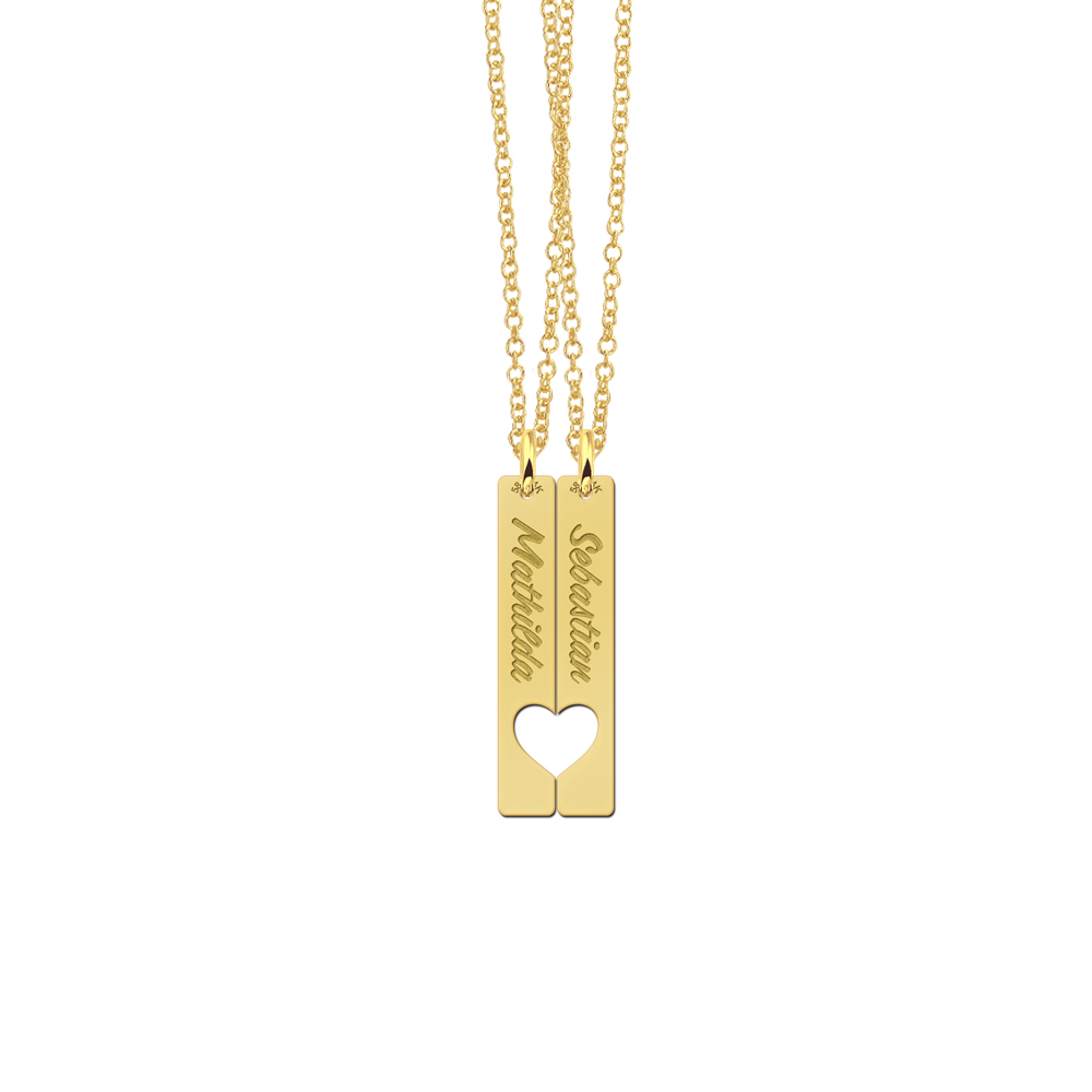 Gold friendship necklace bar pendant