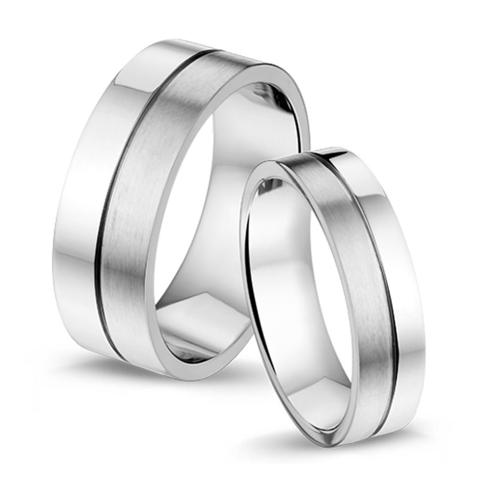 Steel friendship rings matt glossy stripe