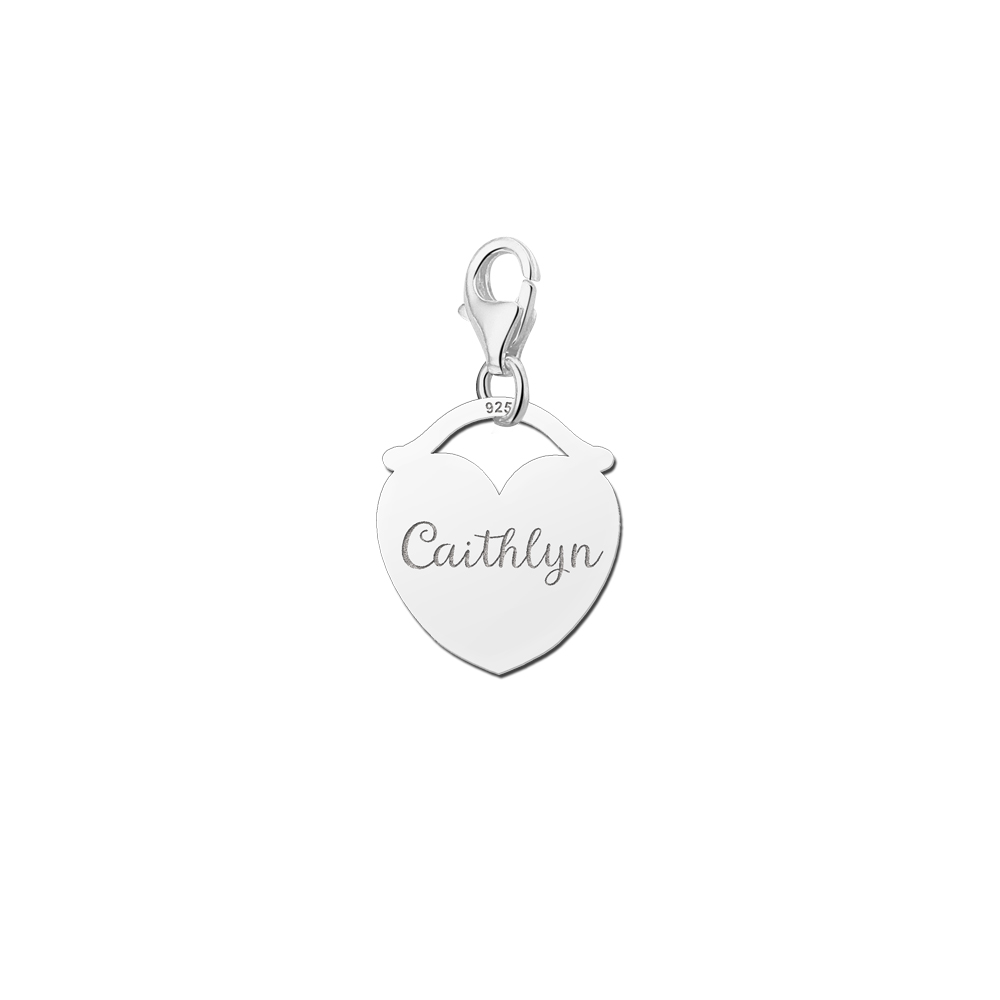 Silver Heart charm with name