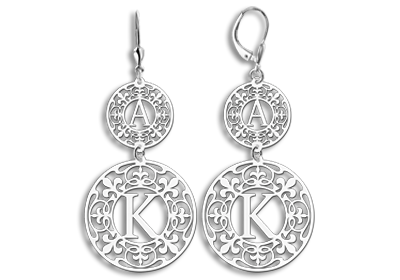 Silver personalised earrings with initials