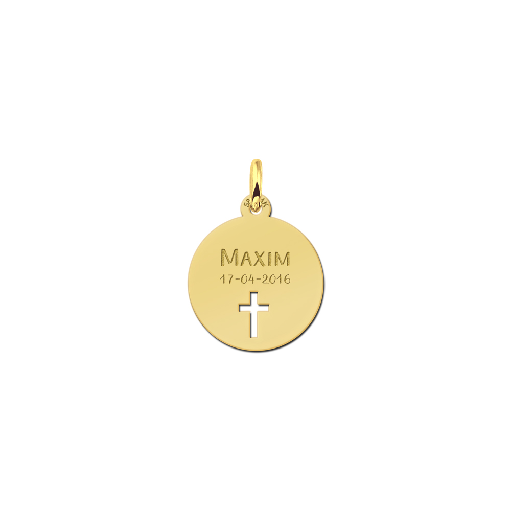 Communion gift golden pendant with cross