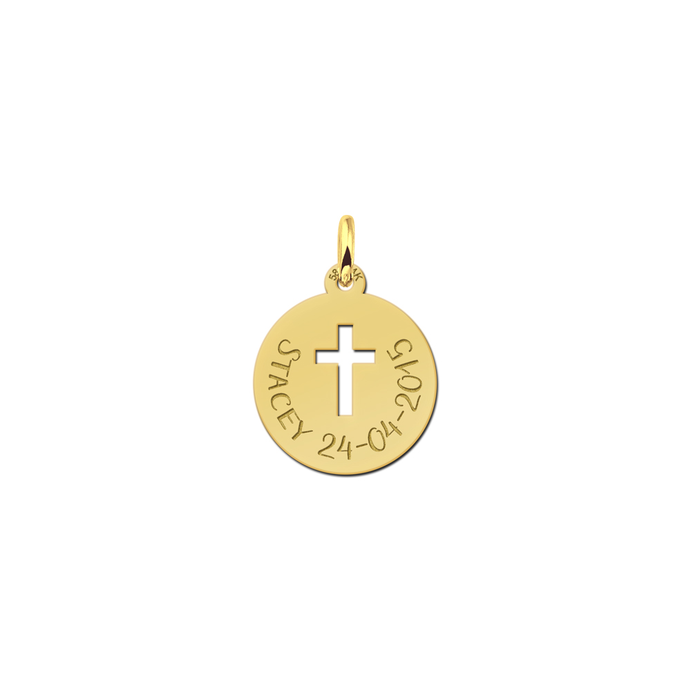First communion pendant cross in gold
