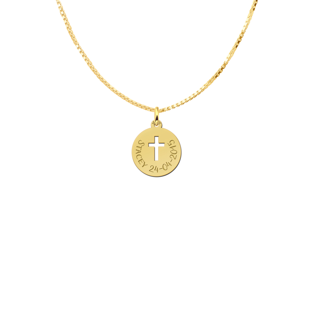 First communion pendant cross in gold