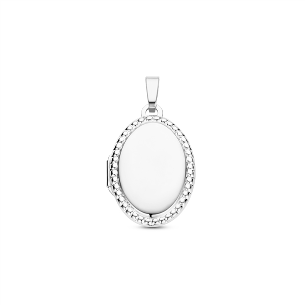 Silver oval medallion with ornament