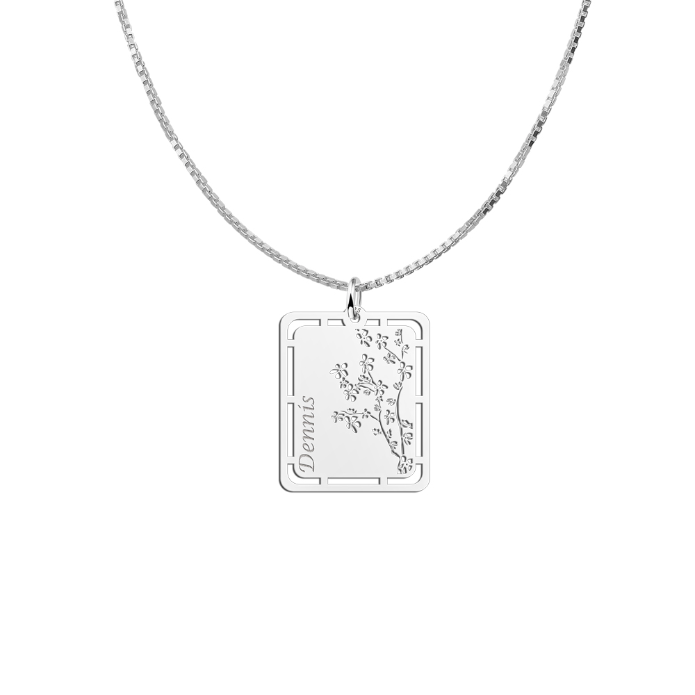 Silver Men's Pendant Cherry Blossom