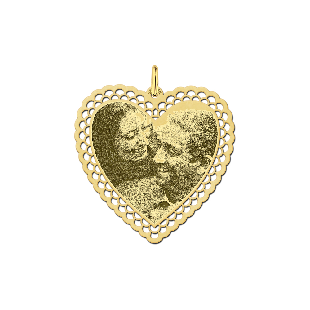 Photo engraved gift heart gold