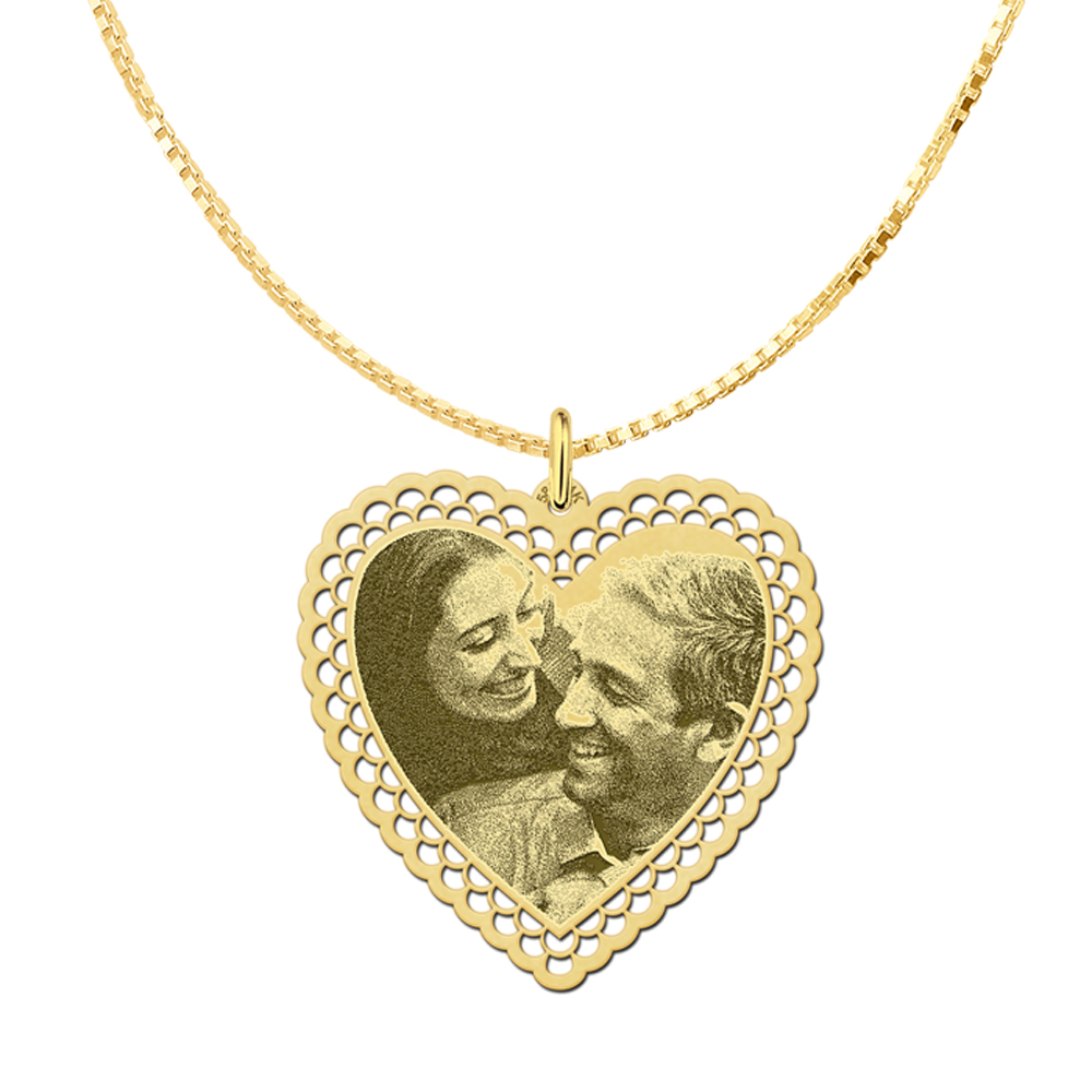 Photo engraved gift heart gold