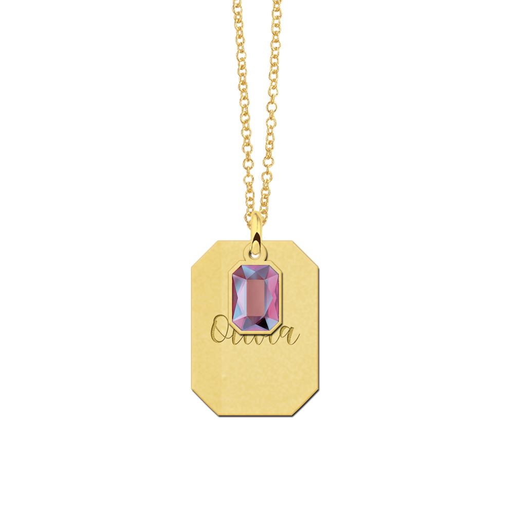 Golden pendant with a hanging swarovski stone