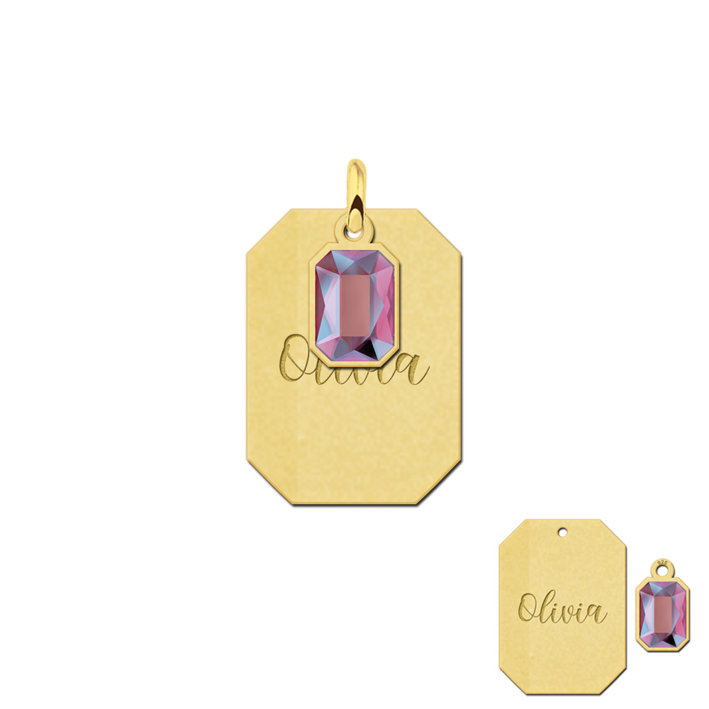 Golden pendant with a hanging swarovski stone