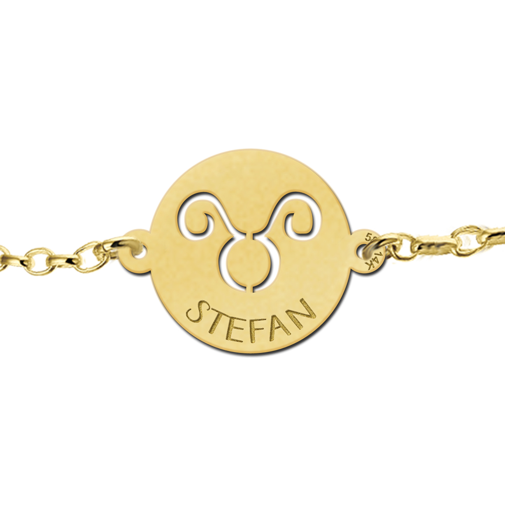 Golden zodiac bracelet round Taurus