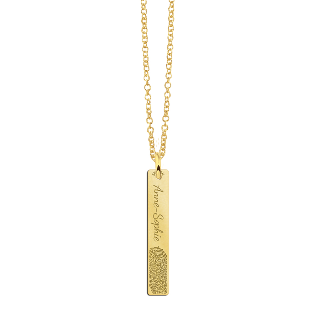 Golden pendant bar with own fingerprint