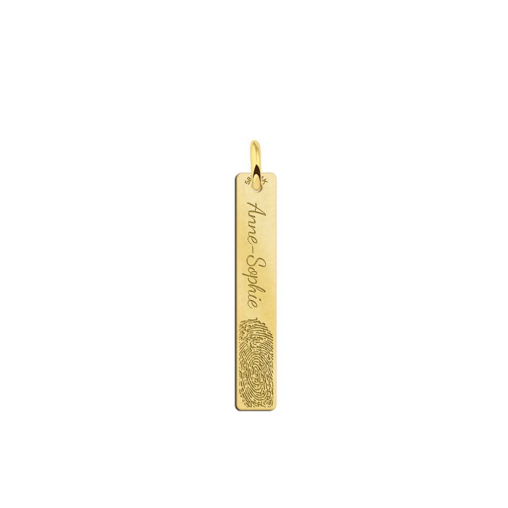 Golden pendant bar with own fingerprint