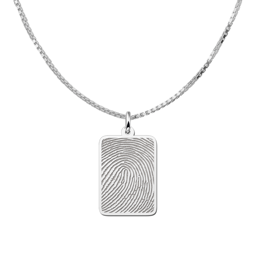 Silver fingerprint necklace dogtag