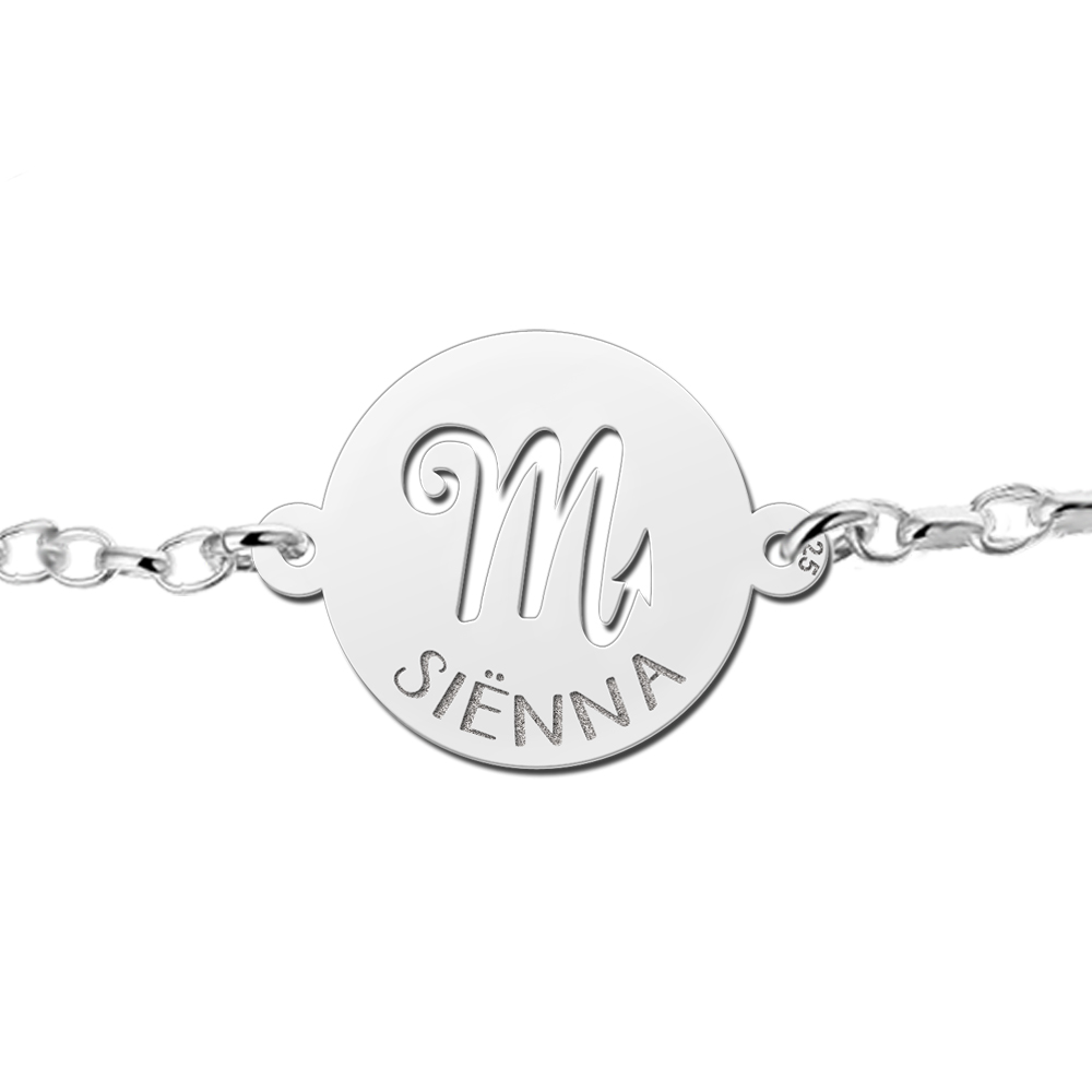 Silver star sign bracelet round Scorpio