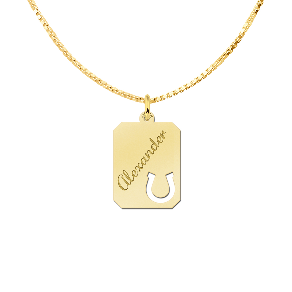 Gold Engraved Nametag Horseshoe