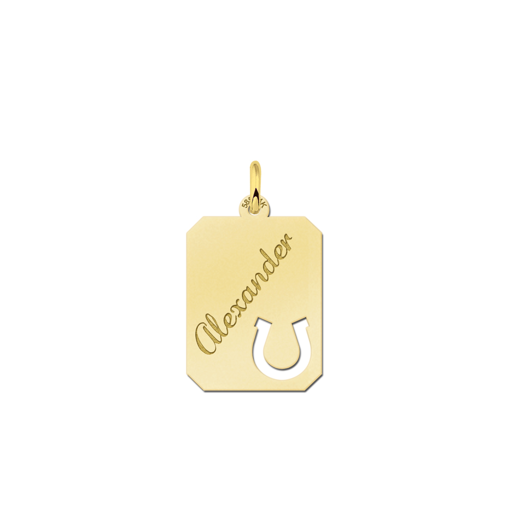 Gold Engraved Nametag Horseshoe