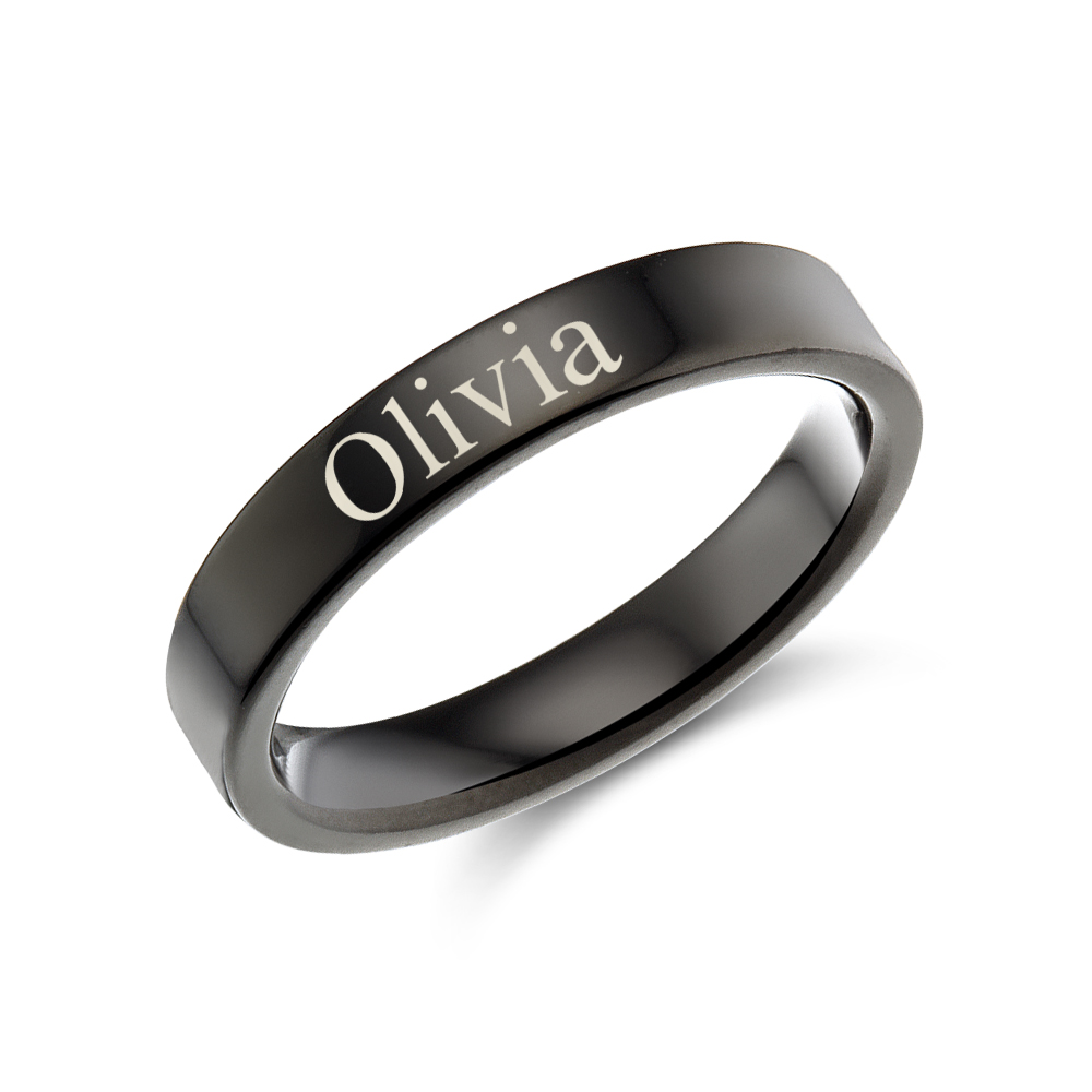 Personalised ring of black steel 4mm