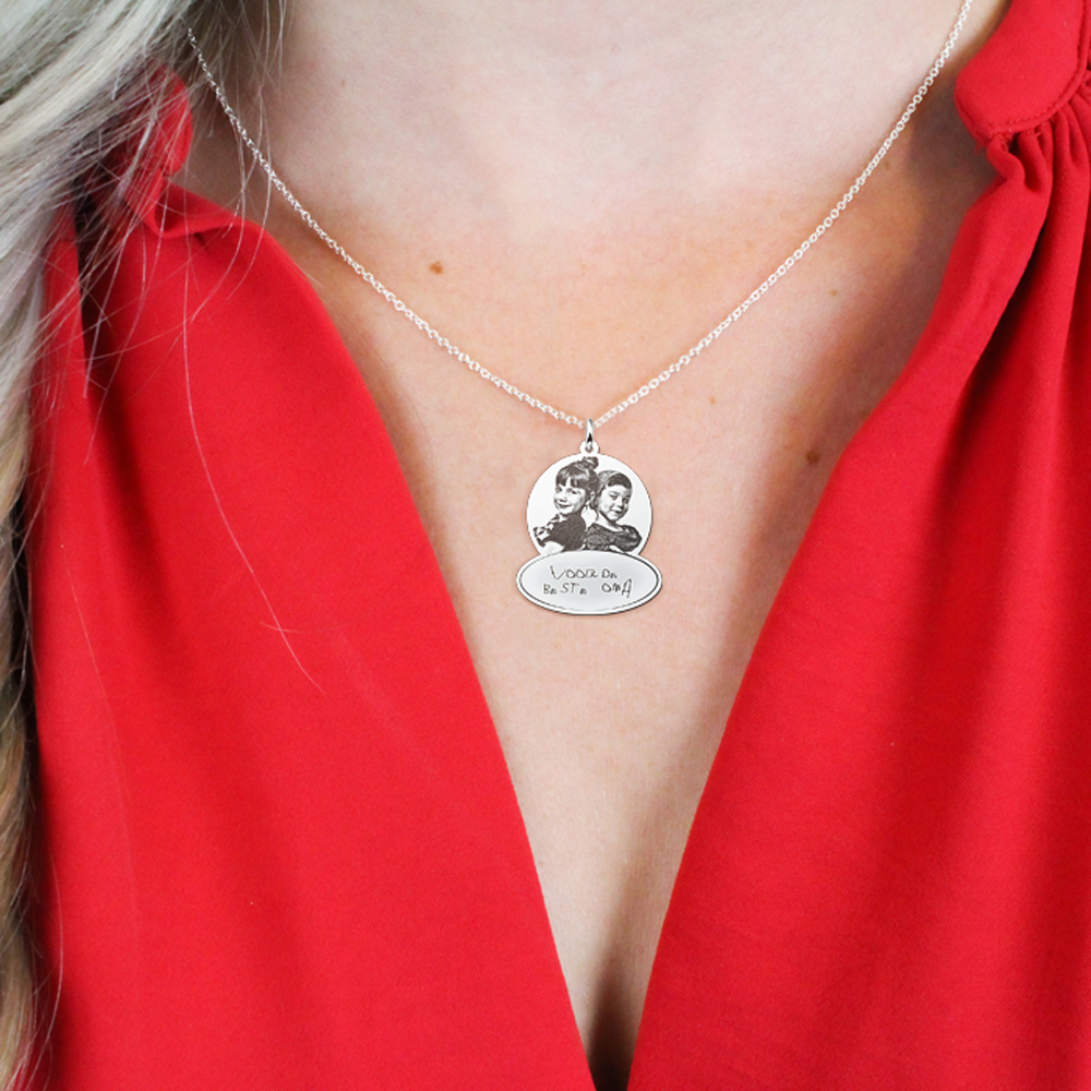 Silver pendant with photo and own handwriting