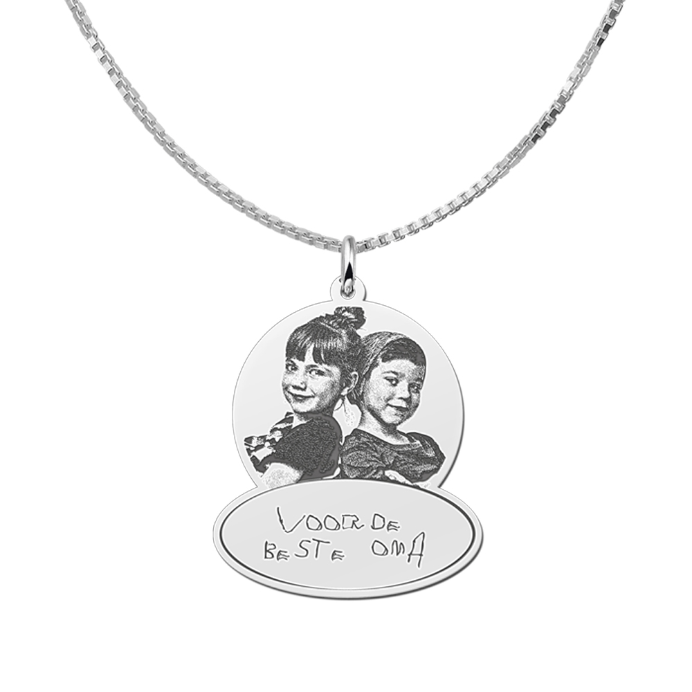 Silver pendant with photo and own handwriting