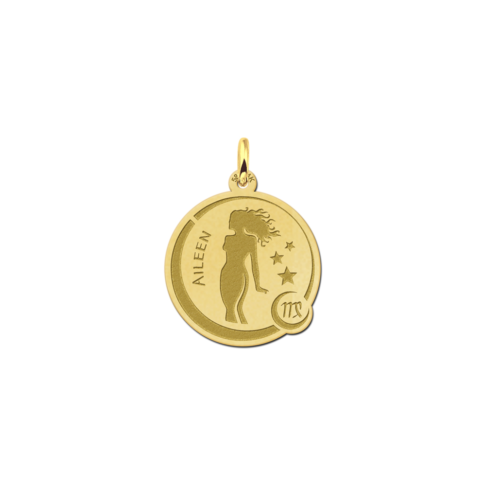Zodiac pendant 14 carat gold with name virgo