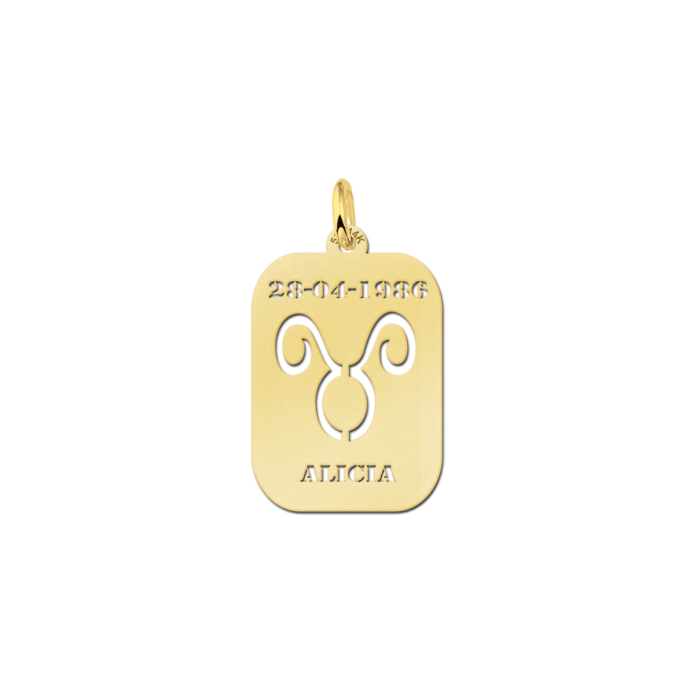 Golden Zodiac Rectangular Namependant Taurus