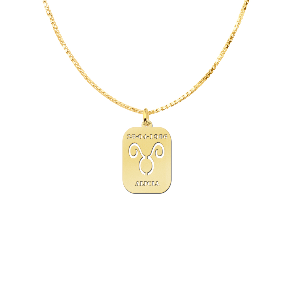 Golden Zodiac Rectangular Namependant Taurus