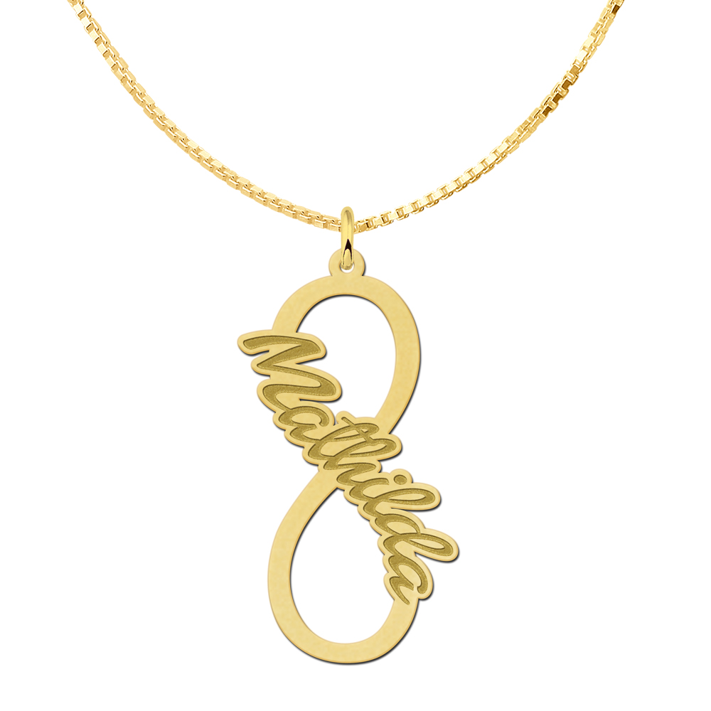 Golden infinity pendant with written name