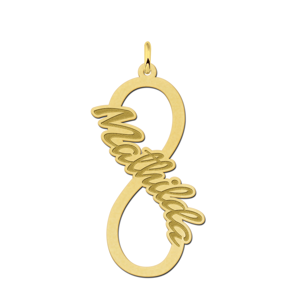 Golden infinity pendant with written name