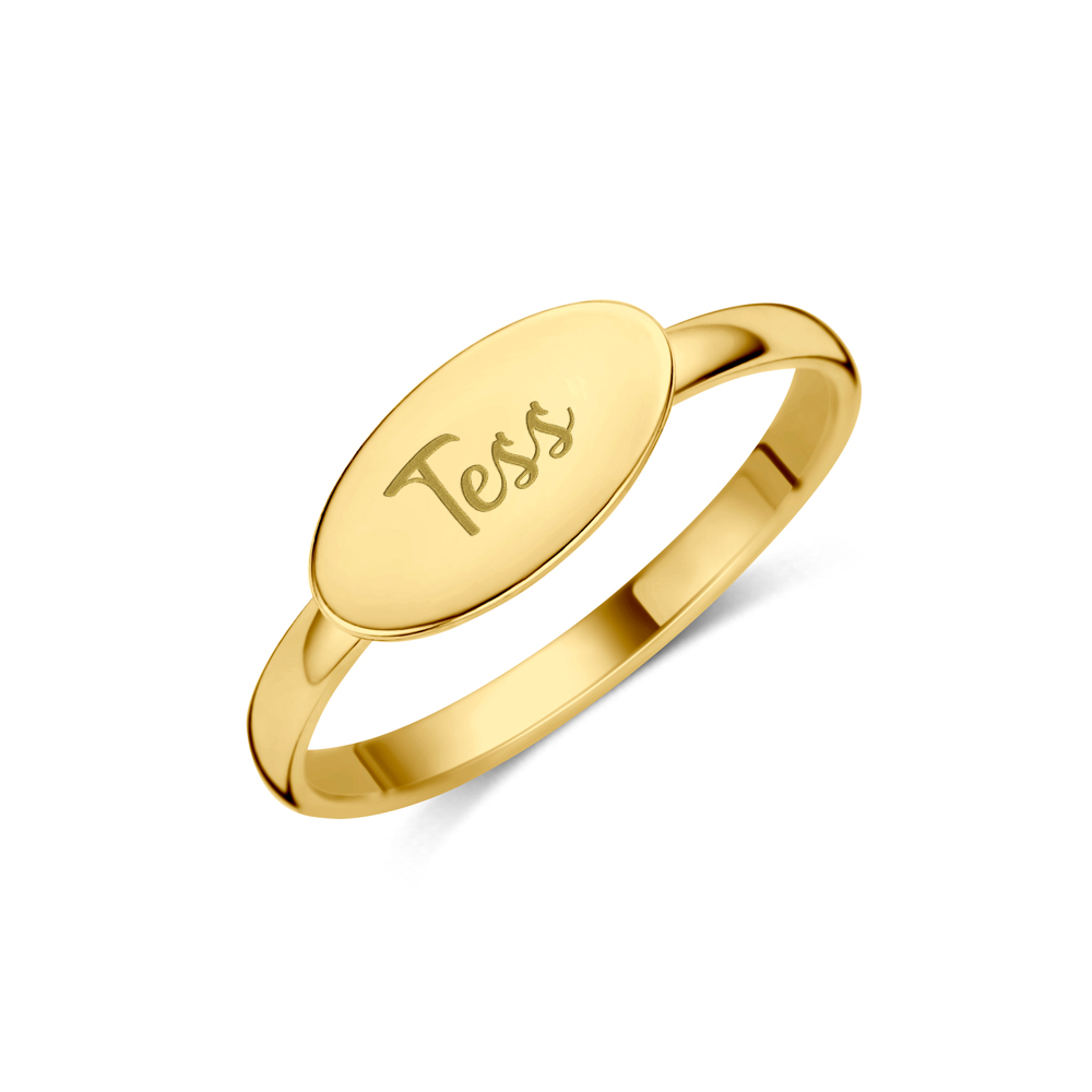 Gold oval ring with name
