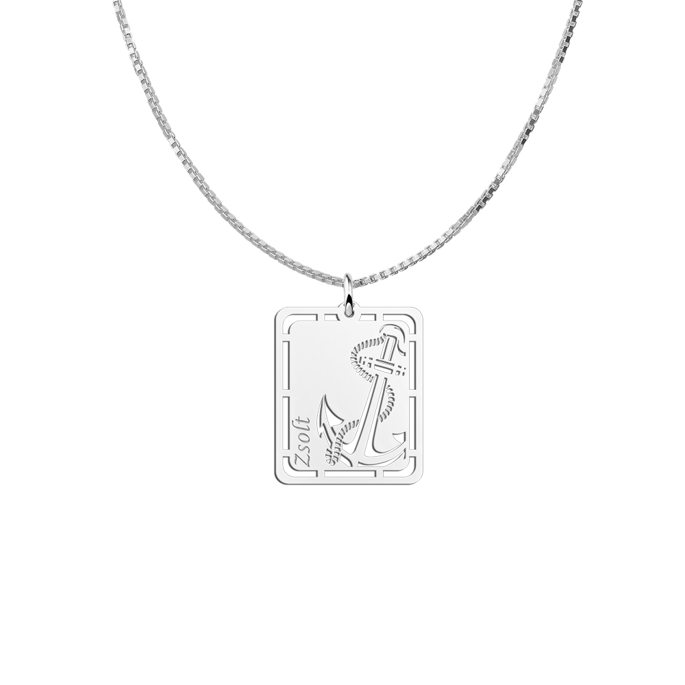 Silver Men's Pendant with Anchor