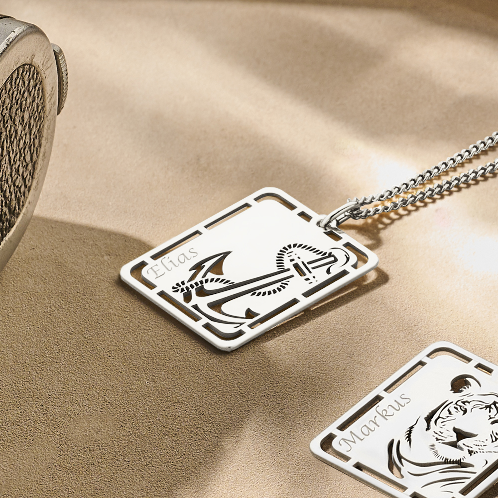 Silver Men's Pendant with Anchor