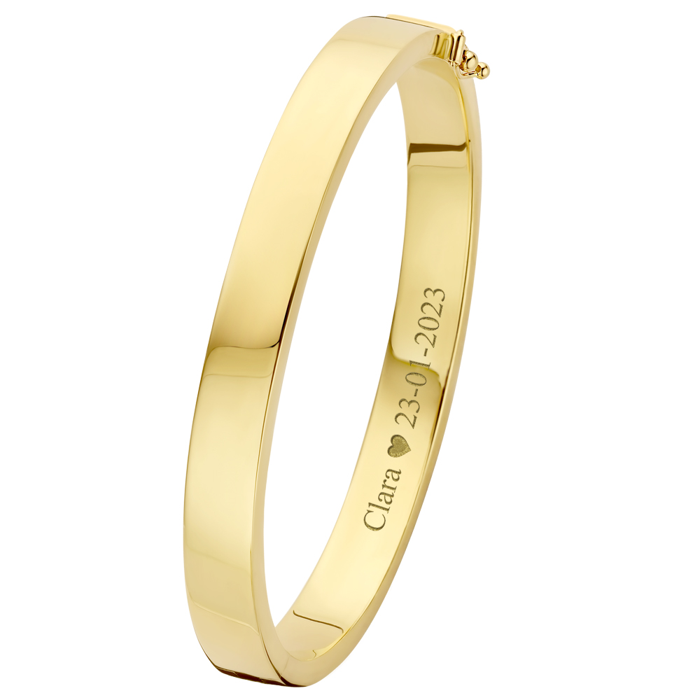 Bangle bracelet 585 gold flat 8 mm