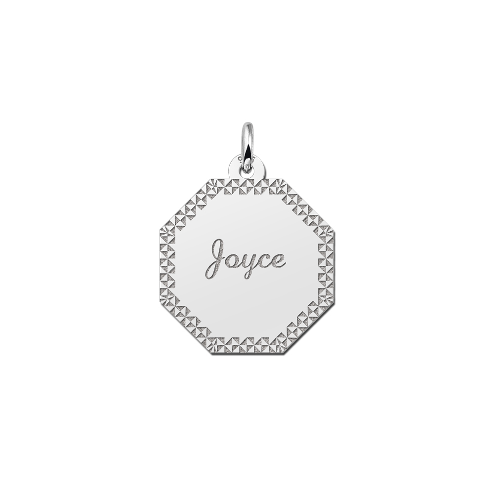 Solid Silver Necklace with Name and Border